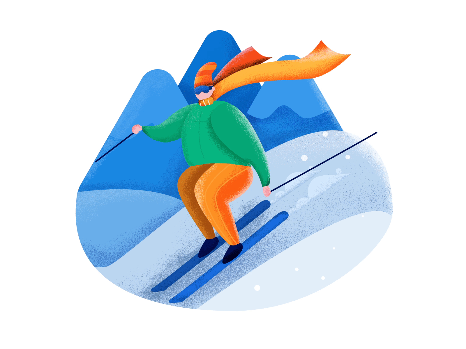 Ski boy gif illustration mountain ski snow ui web white