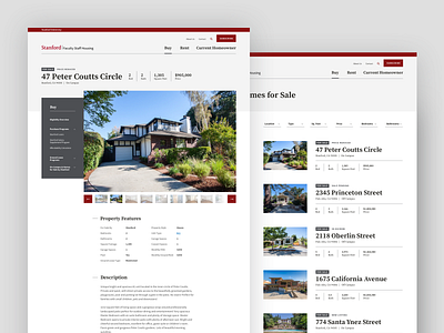 Stanford University Faculty Staff Housing bay campus filters for sale home house price product design property property search real estate school stanford teacher typography university webapp website website builder yard