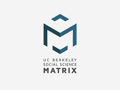 UC Berkeley Social Science Matrix Logo aten atendesigngroup blue branding collaboration cube geometric identity initial logo social science typography