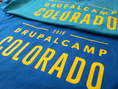 Drupalcamp Colorado 2016 Shirts aten atendesigngroup blue colorado conference drupalcamp event shirt tee tshirt typography yellow