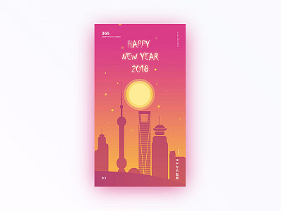 2018 Happy New Year 2018 gradient illustrator modern building ui illustrator wallpaper