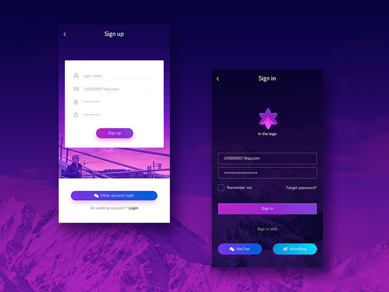 Log in to the registration screen by Houng on Dribbble