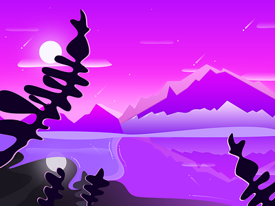 Daily landscape illustration creative emotional design illustration inspiration landscape mountains purple ui