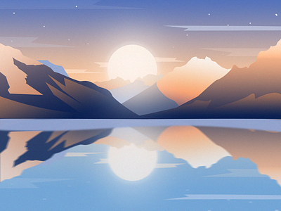 Landscape illustration, sunrise coolness creative illustration inspiration landscape sunrise sunshine ui illustrator weather