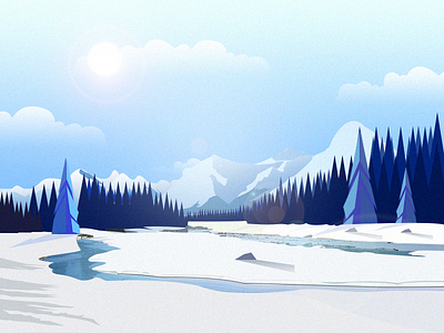 Winter scenery blue creative houng illustration inspiration scenery ui white winter