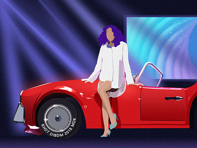 Goddess car model car model creative goddess gradient homo illustration inspiration purple red woman