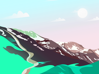 mountain business illustration creative design green landscape illustration mountain purple sky ui illustration