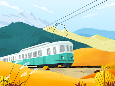 illustration Autumn color design fall illustration illustration design train
