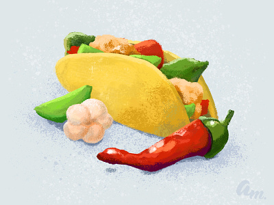 Burrito with chicken, peppers, garlic and lime breakfast burritto dinner food food illustration garlic and lime illustration illustration for animation lunch pepper spanish