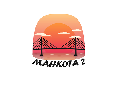 Mahkota 2 Bridge Samarinda bridge design flat icon illustration logo vector