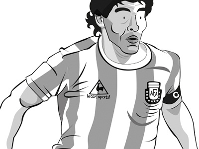 Maradona for Ebury Books argentina black and white book ebury books football illustration legends maradonna players soccer