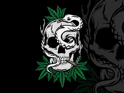 Skull smoke with snake | Merch illustration artwork design design tshirt illustration print skeleton snake tattoo tshirt vector
