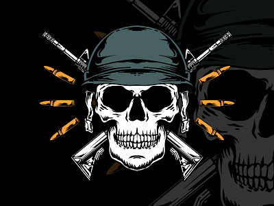 Skull Army with Helmet | Art for Merch army artwork design illustration logo print skeleton tshirt vector veteran war