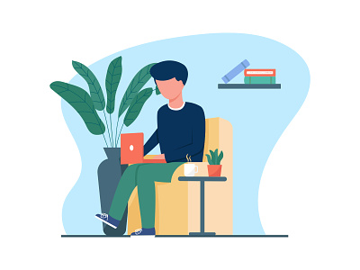 Work from home flat design