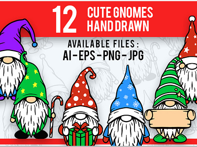 Collection cute Gnomes illustration