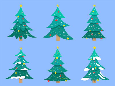 Christmas tree collection background banner christmas collection design illustration object poster set tree vector winter tree