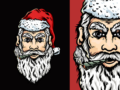 Bad santa illustration artwork bad santa christmas design illustration print santa santa claus smoke tshirt tshirt design vector