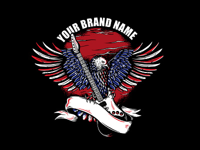 American Eagle with guitar america america eagle artwork design eagle illustration logo music music tshirt print tattoo tshirt vector