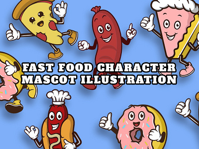 Fast food chracter mascot illustration