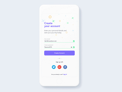 Hello Dribbble :) #DailyUI #001 001 app dailyui design form login minimal mobile app design sign up ui ux design