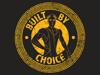 Built By Choice ancient design body building built by choice business fitness gold on black greek logo pattern