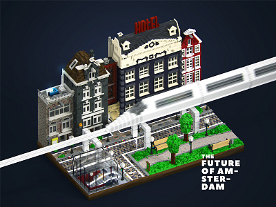 The future of Amsterdam. Voxel art amsterdam apple art city future magicavoxel voxel