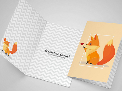 Hello World baby birth card custom fox hello world illustration