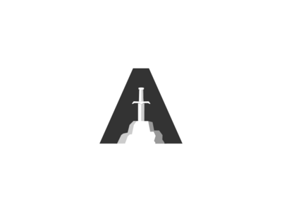 A+ sword art arthur design historic illustrator logo negative space sword