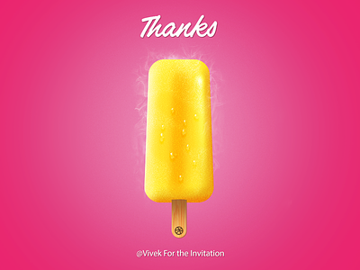 Hello Dribbble cold debut design freezing icon invitation invite lemon popsicle thanks yellow yummy