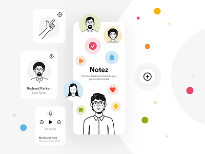 Notez App Widgets app app icon branding cards cardui characters colors design elements illustraion notes notes app notes widget notez splashscreen widget
