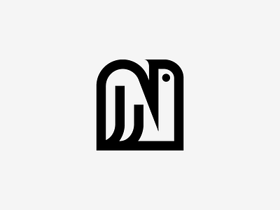 N + Bird animal bird dove icon letter logo n wings