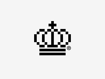 Pixel Crown cross crown icon king logo pixel queen royalty symbol