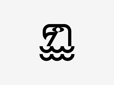 Eagle + Water bird eagle icon logo mark symbol water waves