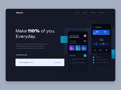 Daily Task Landing Page - Dark Version