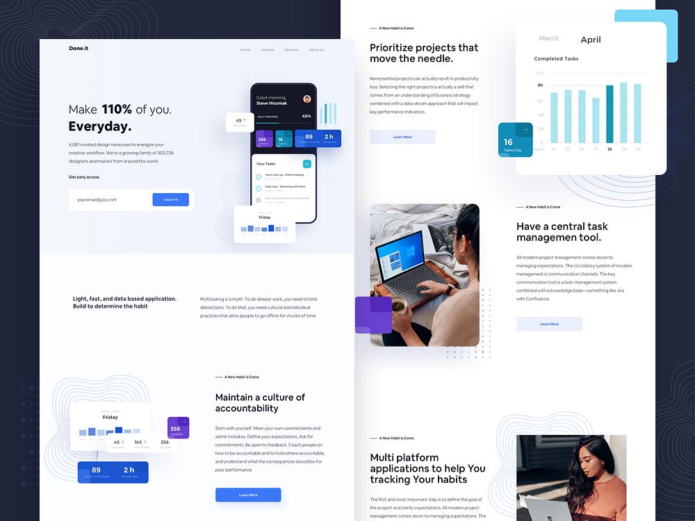 Doneit Landingpage by Anggit Yuniar Pradito for Omnicreativora on Dribbble