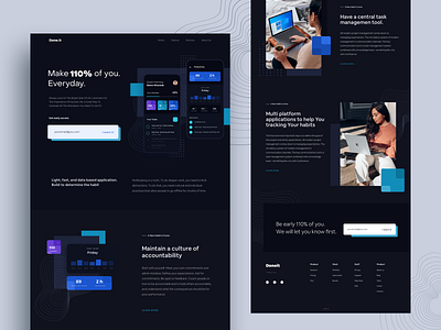 Doneit Landingpage Dark Version dark ui dashboard ios app minimalism pattern productivity project management task list task manager to do app