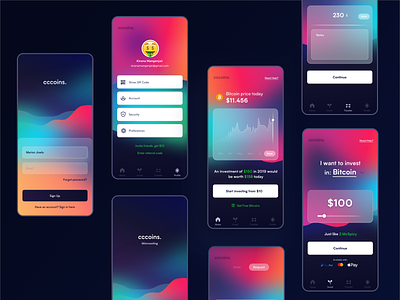 Cccoins - Bitcoin Investment Application #exploration application bitcoin bitcoin wallet blockchain color dashboard finance gradient investment minimal minimalism trading