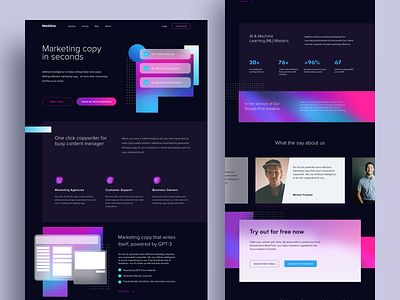 Artificial Intelligence Copy Writing Website Dark Mode by Anggit Yuniar ...