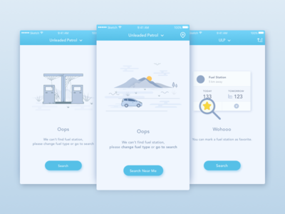 Empty State Screen business empty fuel illustration material mobile onboarding petrol search sign state
