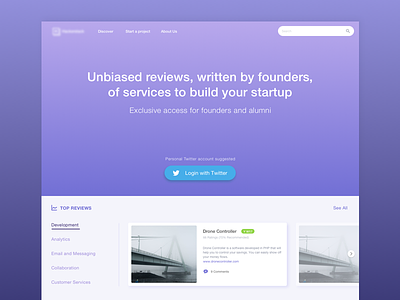 Landing Page for Start Up Incubator
