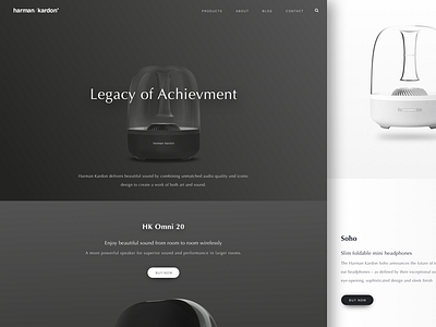 Herman Kardon Landing Page Concept black white herman kardon landing page minimalist product page website