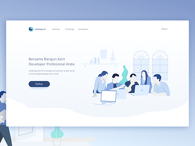 Illustration for Education Platform Website code flat header homepage icon illustration landing page programmer vector