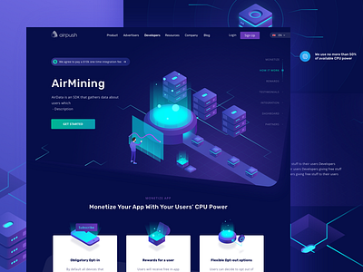 Airpush - Mining, a Cryptocurrency Website bank bitcoin chart cryptocurrency dashboard finance financial fintech statistics stats