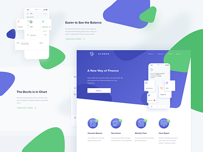 Finance Application Landing page bank card cash credit debit e wallet expense finance header income money receipt