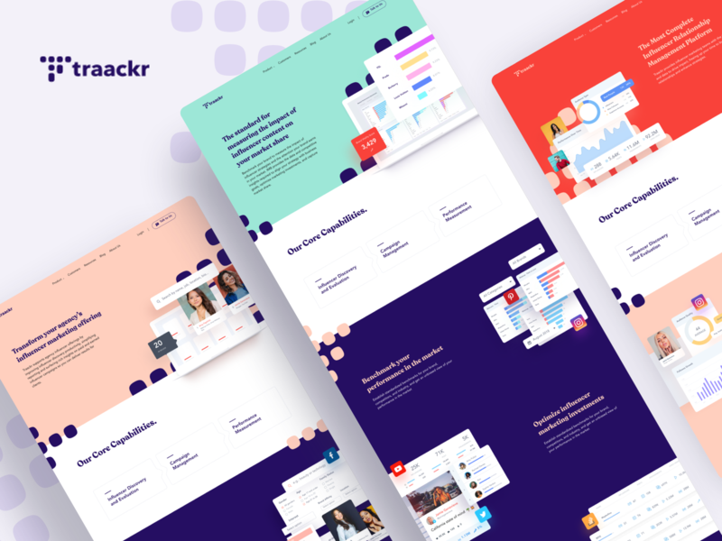 Traackr - Website ads advertising advertorial celebrity dashboard design finance flat influencer instagram landing page minimal social media twitter ui ux website