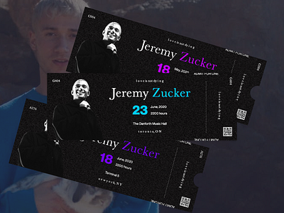 Jeremy Zucker concert tickets concept black branding concept concert design jeremy zucker music ticket typography
