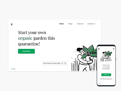 Garden growing landing page concept design garden green illustration minimal mobile ui ux web webdesign website xd