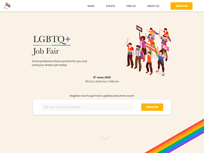 LGBTQ+ Job fair landing page concept design illustration job fair landing page lgbtq minimal pride month ui web design xd