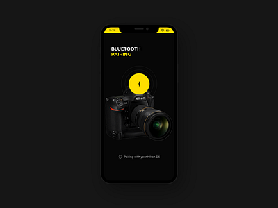 Camera photos sharing app | Nikon app bluetooth pair branding camera concept iphone 11 minimal mobile mobile app nikon photo sharing ui ux yellow