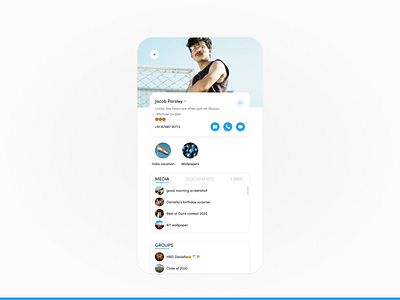 User profile screen concept branding chat app concept design figma minimal mobile profile ui user user profile ux xd